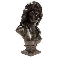 Mignon Escultura femenina de busto en bronce según Eugène Antoine Aizelin