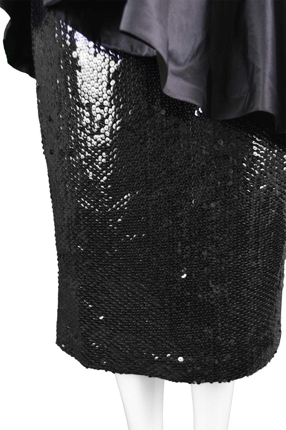 Mignon Vintage Black Sequin Silk Asymmetrical Origami One Shoulder Party Dress For Sale 3