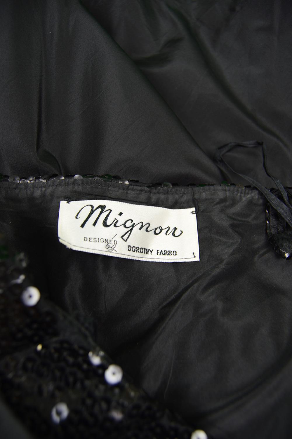 Mignon Vintage Black Sequin Silk Asymmetrical Origami One Shoulder Party Dress For Sale 5