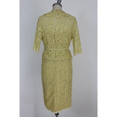 Jupe et veste de tailleur de musée en dentelle de soie jaune Mignon 1960s