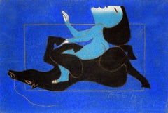 Vintage Blues by Miguel Angel Batalla Tempera on Paper Tao Art
