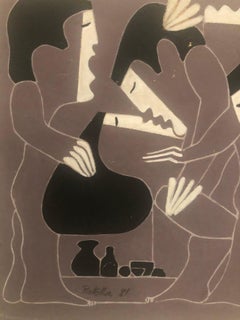 Erotic in Grey by Miguel Angel Batalla Tempera on Paper Tao Art