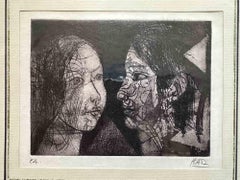 Two Faces - Etching by Miguel Angel Ibarz - 1960s