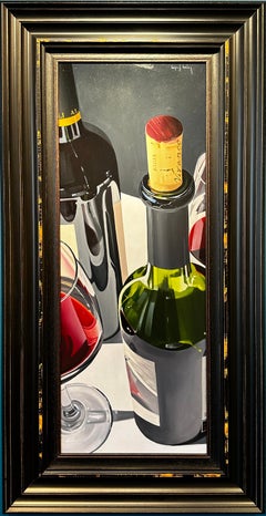 A Glass or Two I' Nature morte contemporaine, bouteille de vin rouge et verres