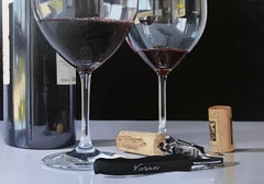 Contemporary Still Life Painting of Wine Bottles 'A Fine Rioja' by Angel Nunez