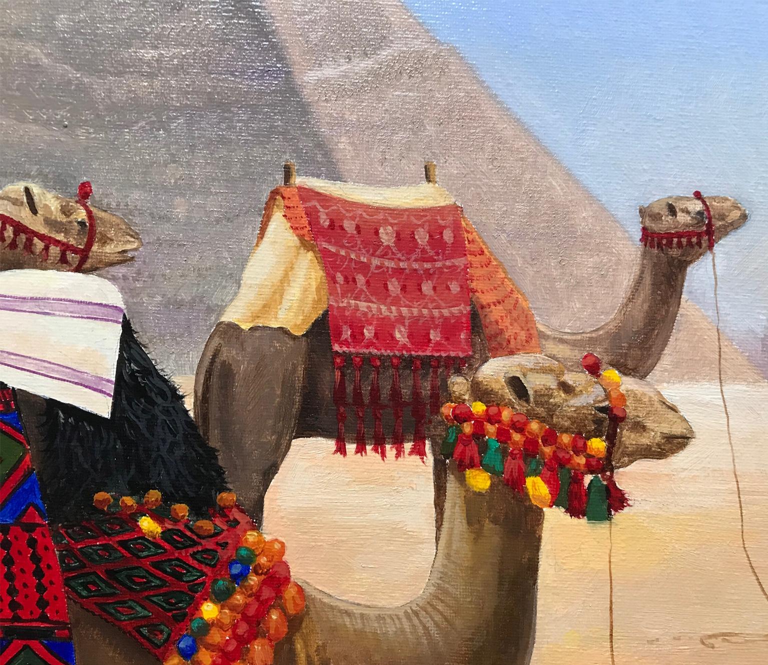 LANDSCAPE - CAMELS IN DESERT - Realist Painting by Miguel Angel