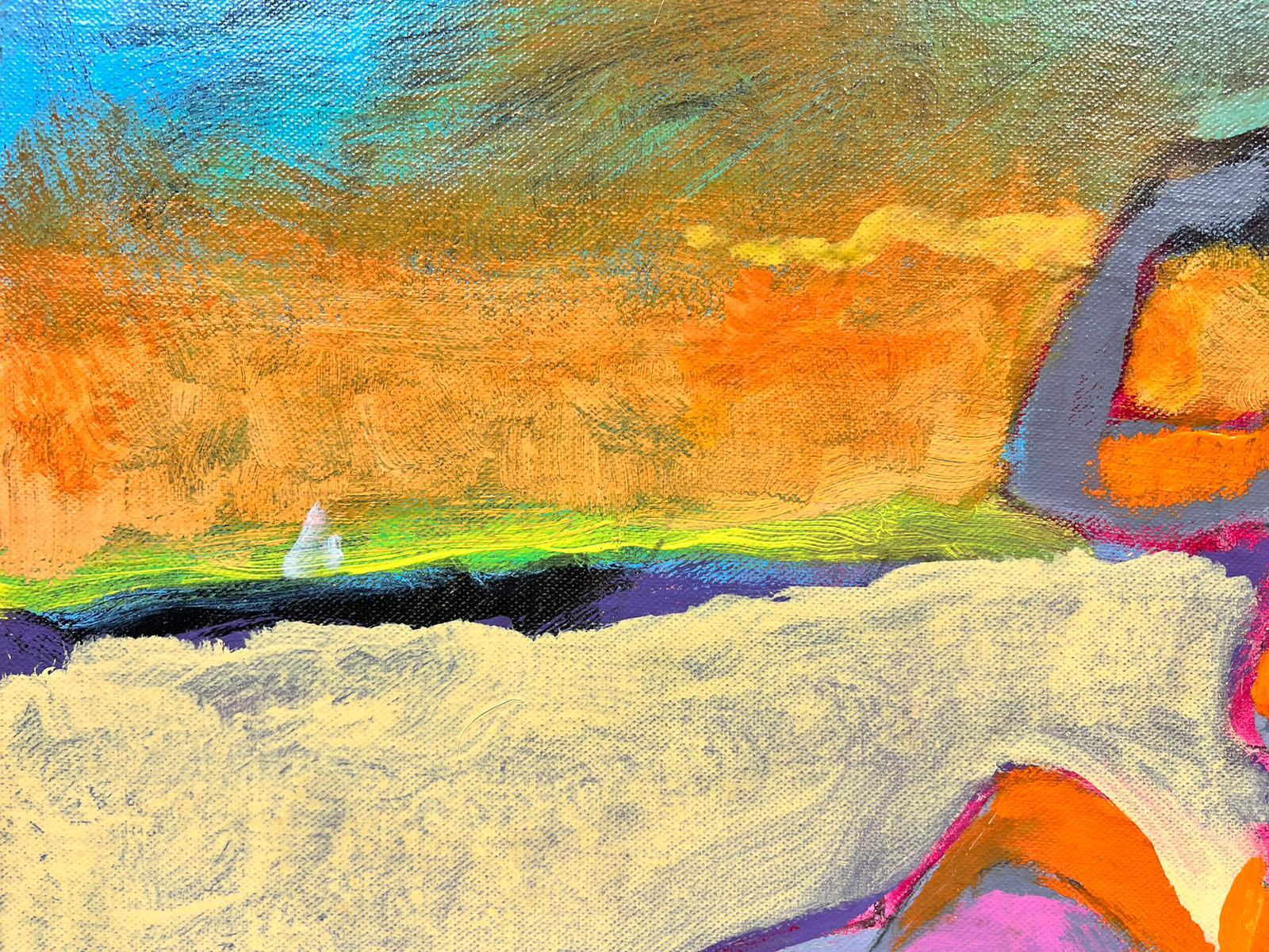Contemporary Abstract Painting Nude Figure on Beach, Chilean Artist 5