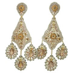 MIGUEL ASES Seed Bead Chandelier Earrings