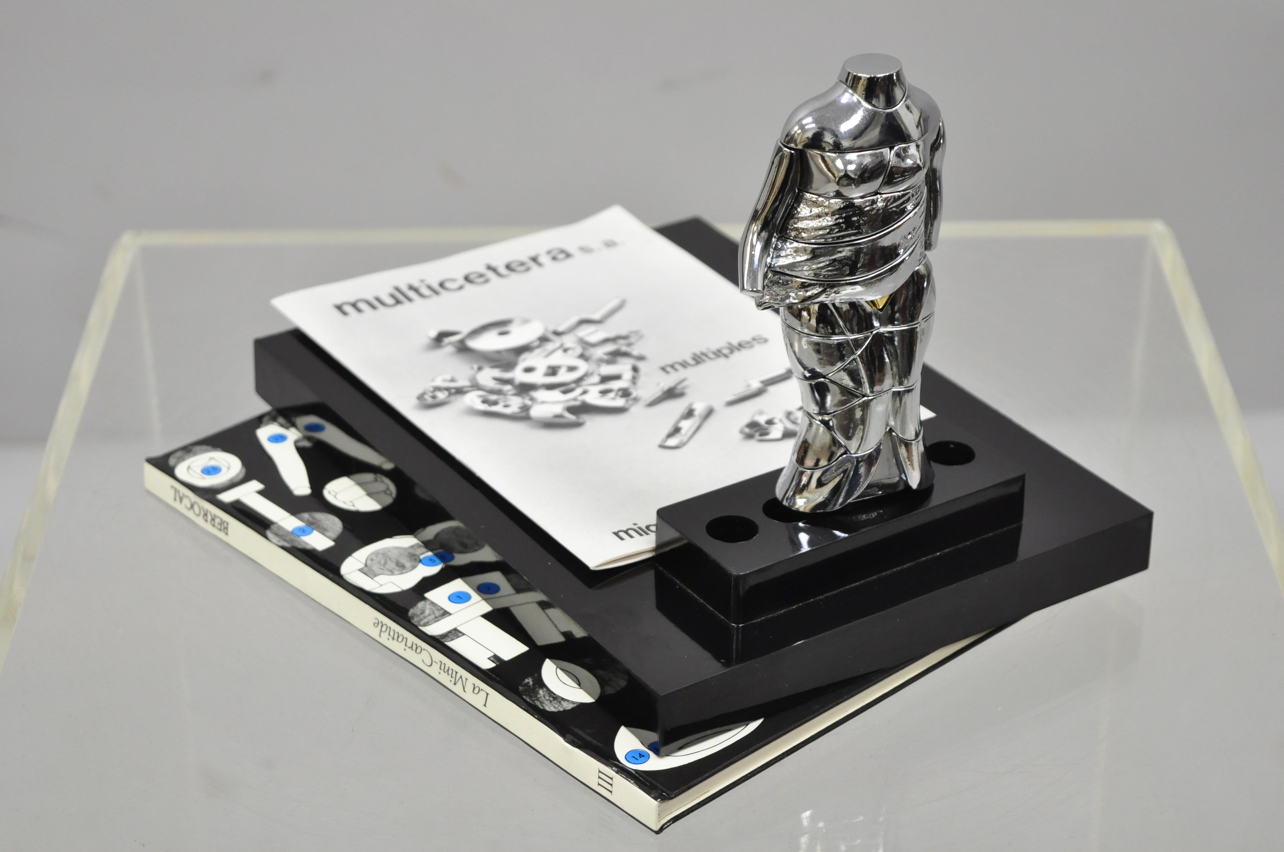 Modern Miguel Berrocal La Mini Cariatide Nickel-Plated Puzzle Sculpture Box and Book For Sale