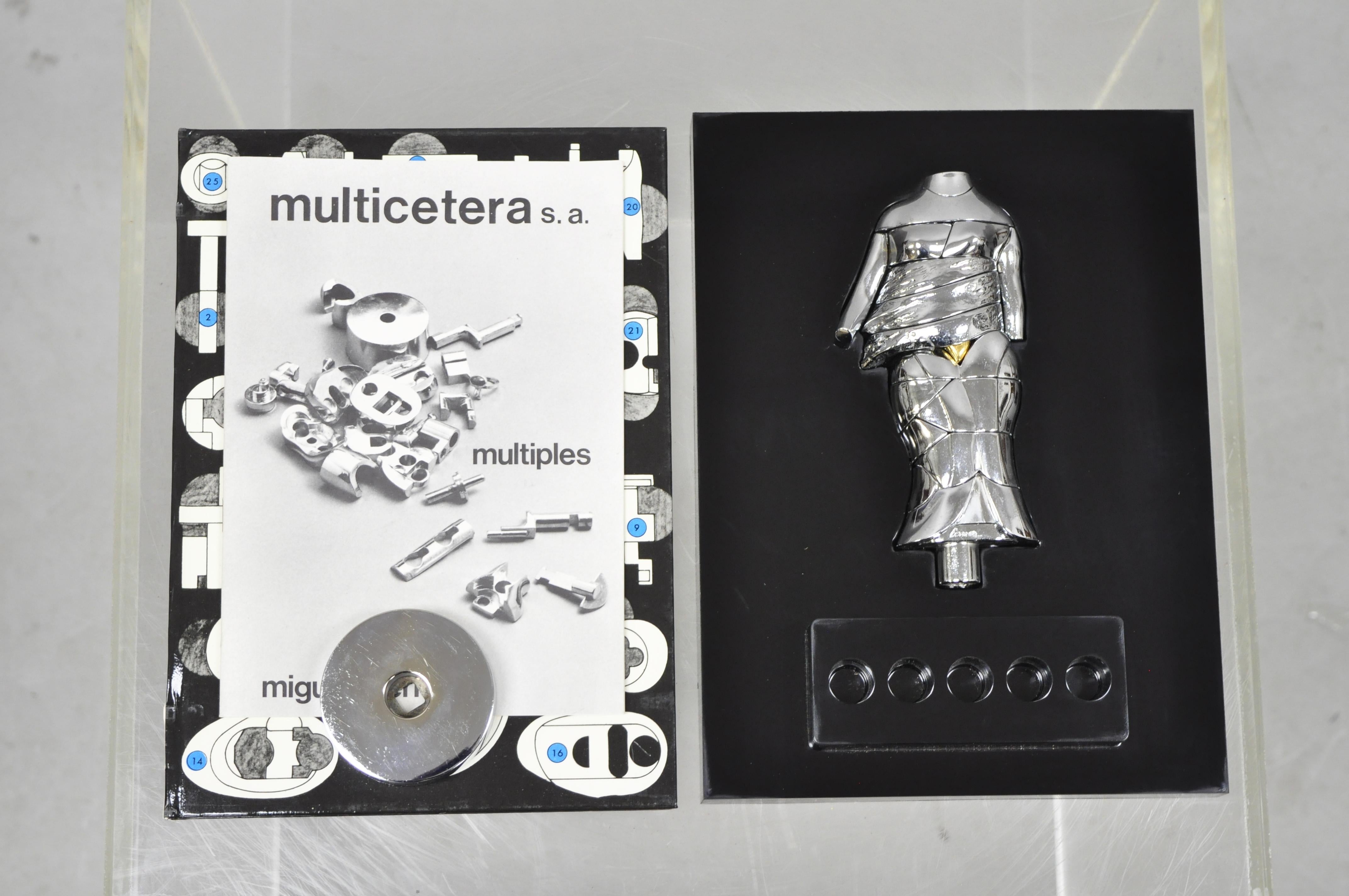 Italian Miguel Berrocal La Mini Cariatide Nickel-Plated Puzzle Sculpture Box and Book For Sale