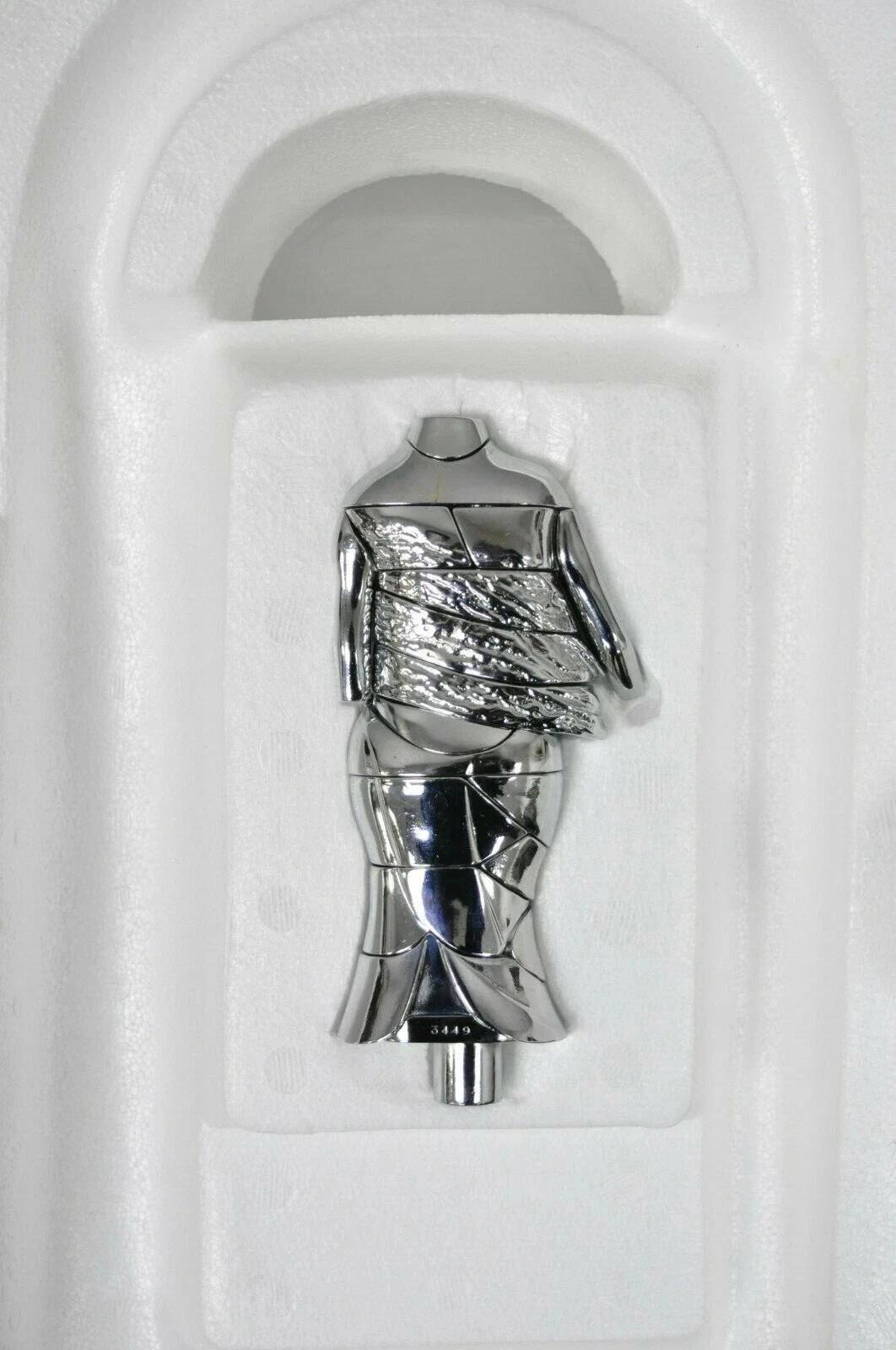 Miguel Berrocal La Mini Cariatide Nickel Plated Puzzle Sculpture w/ Box and Book For Sale 3