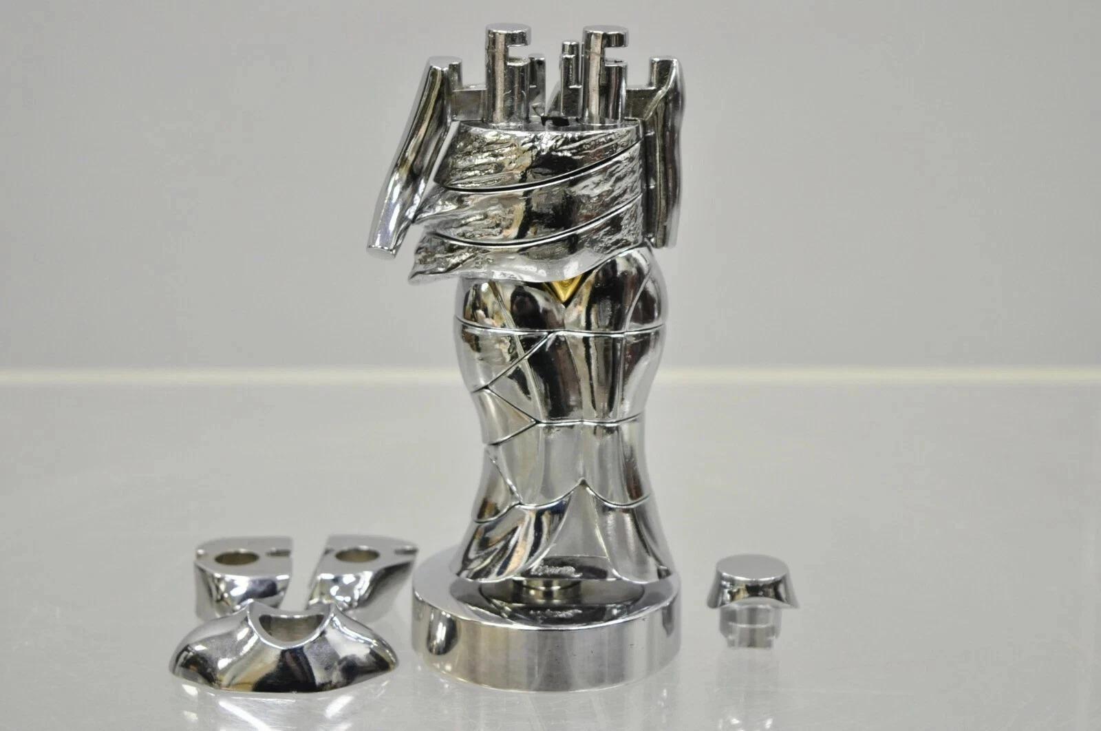 Miguel Berrocal La Mini Cariatide Nickel Plated Puzzle Sculpture w/ Box and Book For Sale 4