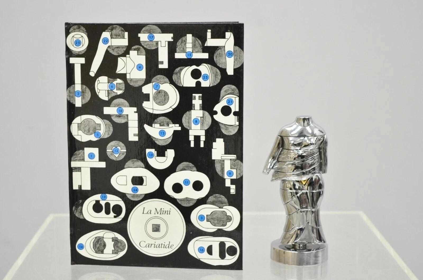 Miguel Berrocal La Mini Cariatide Nickel Plated Puzzle Sculpture w/ Box and Book For Sale 5
