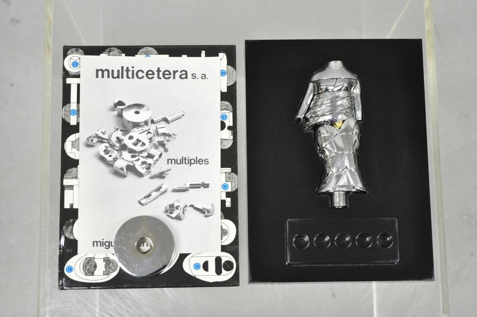 Mid-Century Modern Miguel Berrocal La Mini Cariatide Nickel Plated Puzzle Sculpture w/ Box and Book For Sale