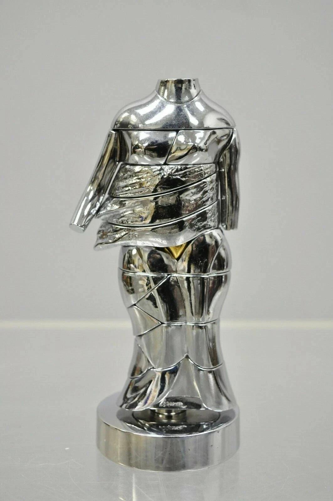 Unknown Miguel Berrocal La Mini Cariatide Nickel Plated Puzzle Sculpture w/ Box and Book For Sale