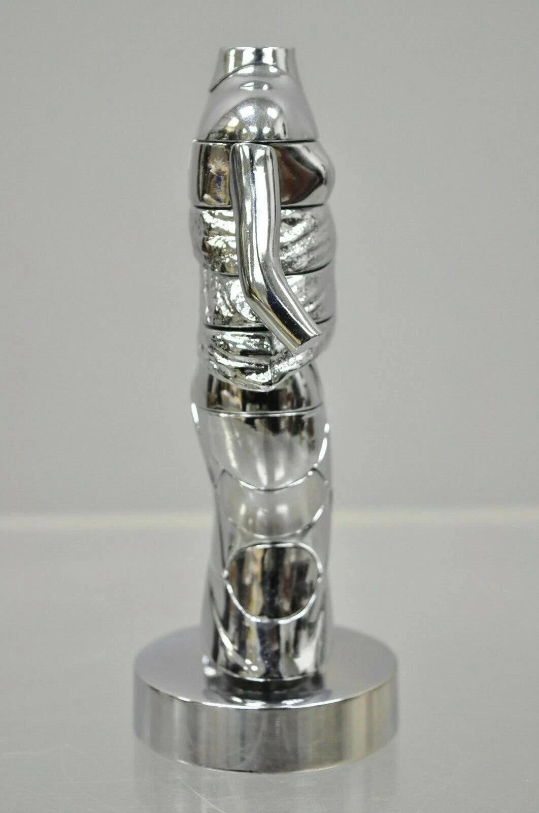 20ième siècle Miguel Berrocal La Mini Cariatide Nickel Plated Puzzle Sculpture w/ Box and Book en vente