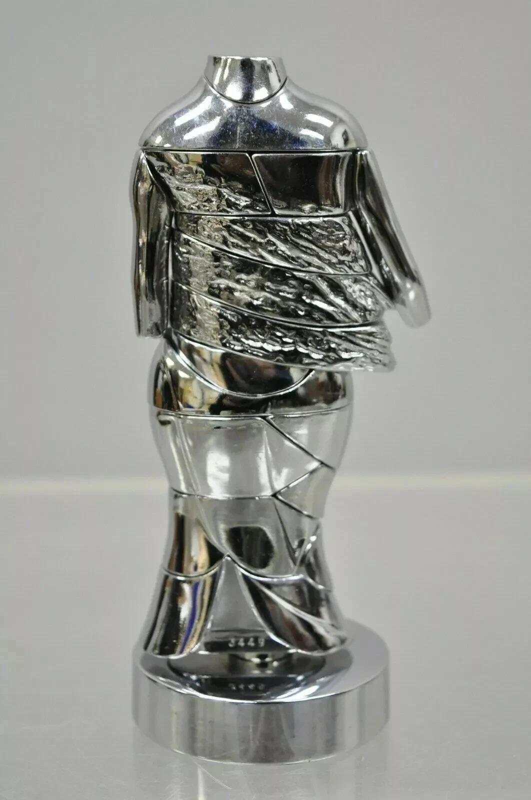 20th Century Miguel Berrocal La Mini Cariatide Nickel Plated Puzzle Sculpture w/ Box and Book For Sale