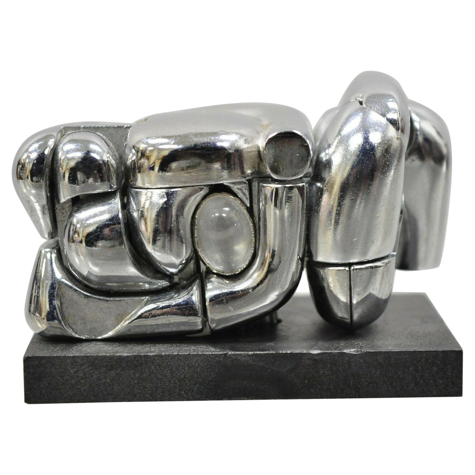 Miguel Berrocal La Mini Maria Nickel-Plated Puzzle Sculpture Box and Book