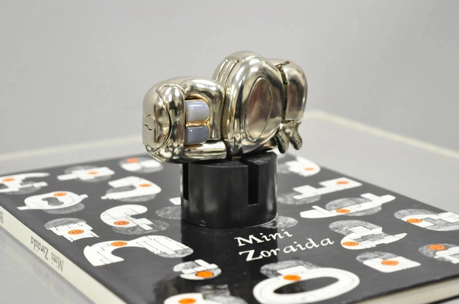 Miguel Berrocal La Mini Zoraida Nickel Plated Puzzle Sculpture Box and Book For Sale 5