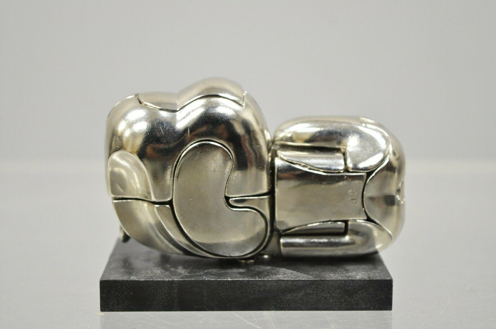 Modern Miguel Berrocal La Mini Zoraida Nickel Plated Puzzle Sculpture Box and Book For Sale