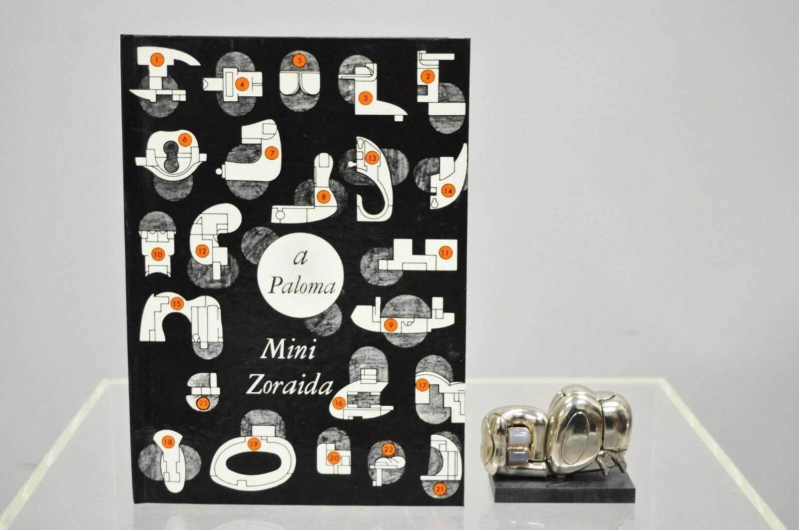20th Century Miguel Berrocal La Mini Zoraida Nickel Plated Puzzle Sculpture Box and Book For Sale
