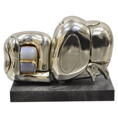 Vintage Miguel Berrocal La Mini Zoraida Nickel Plated Puzzle Sculpture Box and Book