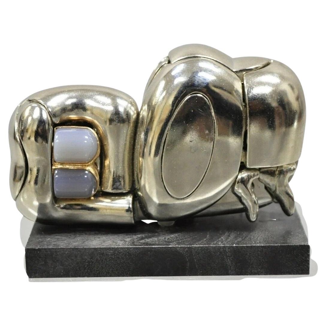 Miguel Berrocal La Mini Zoraida Nickel Plated Puzzle Sculpture Box and Book For Sale