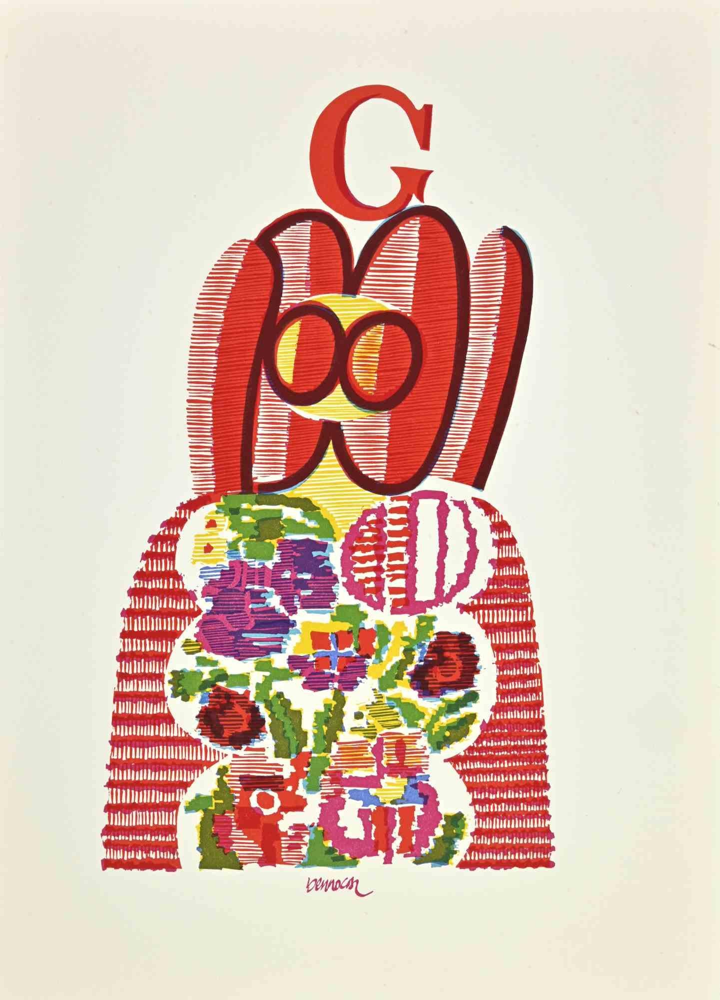 G like Giulietta is an artwork realized by Miguel Berrocal (1933 – 2006) in 1975.

Linocut print.

Good condition.