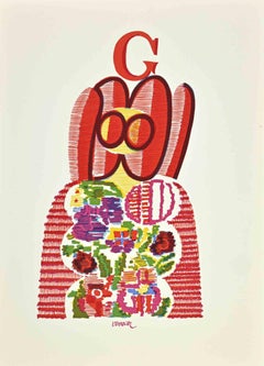 G like Giulietta - Linocut par Miguel Berrocal - 1975