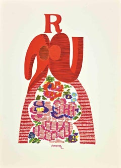 R comme Romeo - Linocut par Miguel Berrocal - 1975