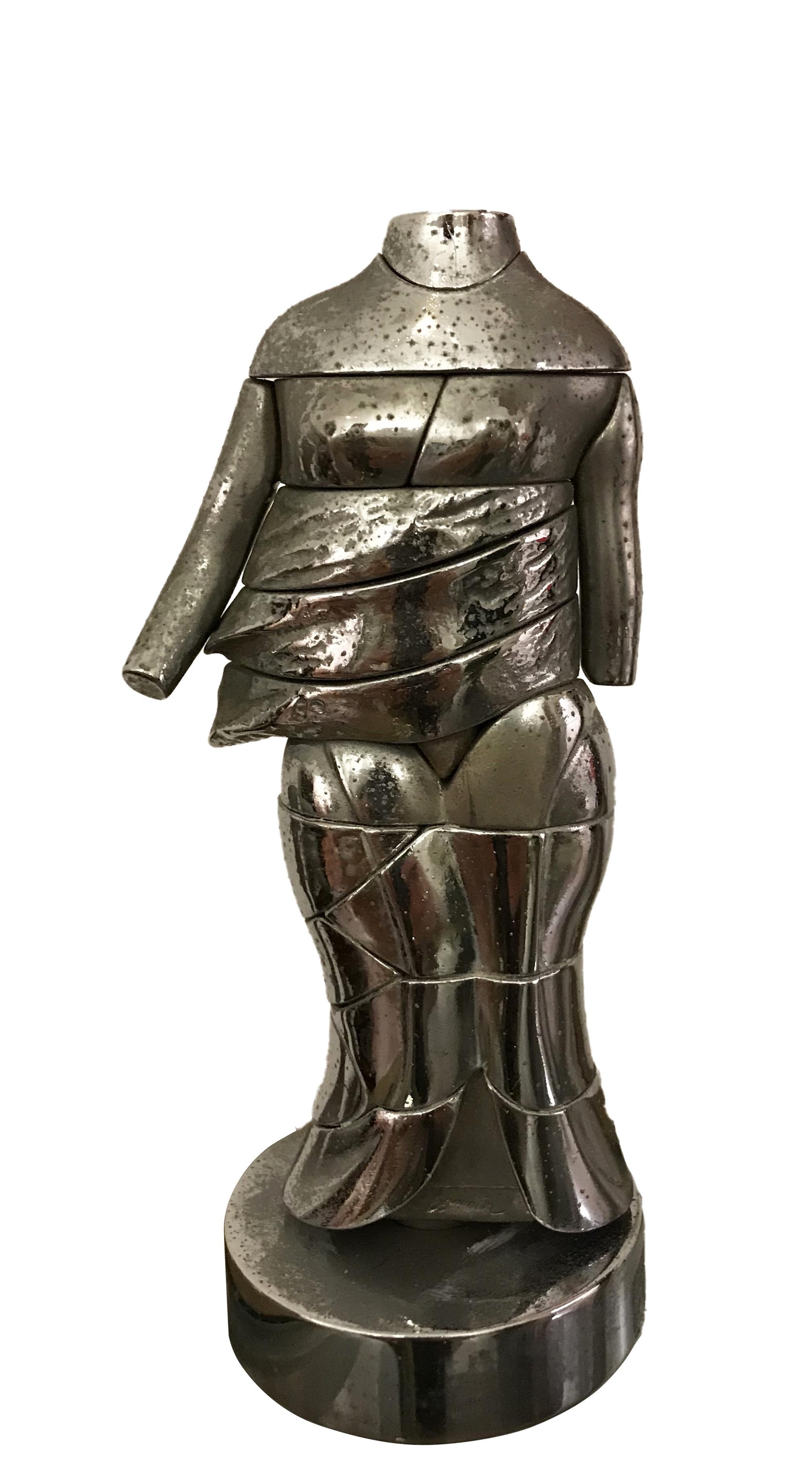 Miguel Berrocal Nude Sculpture – Minicariatide – Bronzeskulptur von M. Berrocal – 1960er Jahre