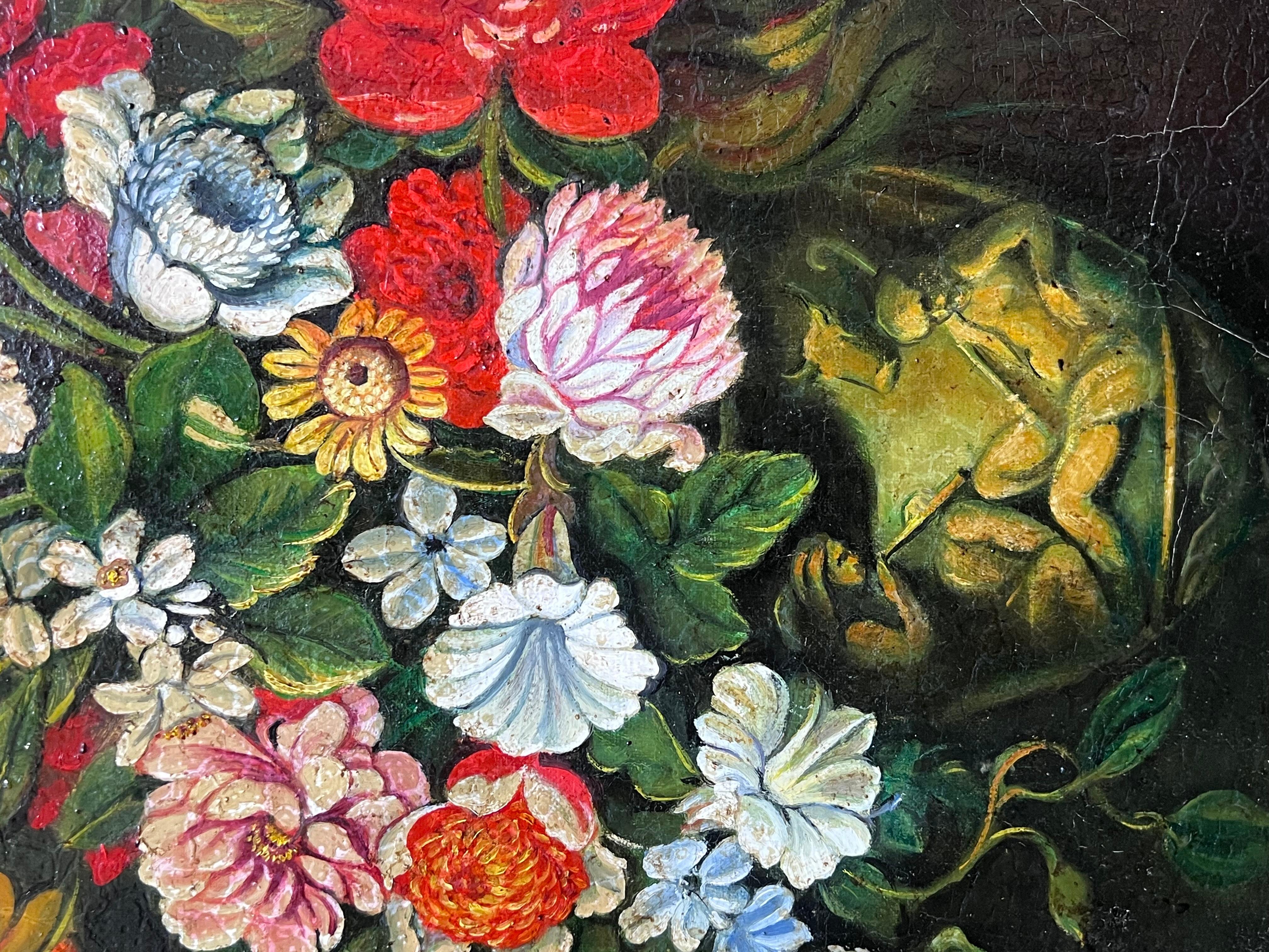 Large Ornate Classical Flowers in Vase Still Life Oil Painting For Sale 2