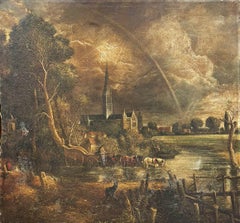 MIGUEL CANALS STUDIO - MASSIVE OIL PAINTING AFTER JOHN CONSTABLE SALISBURY CATH