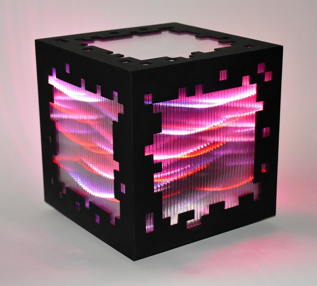 Miguel Chevalier Abstract Sculpture - Mini voxels light red