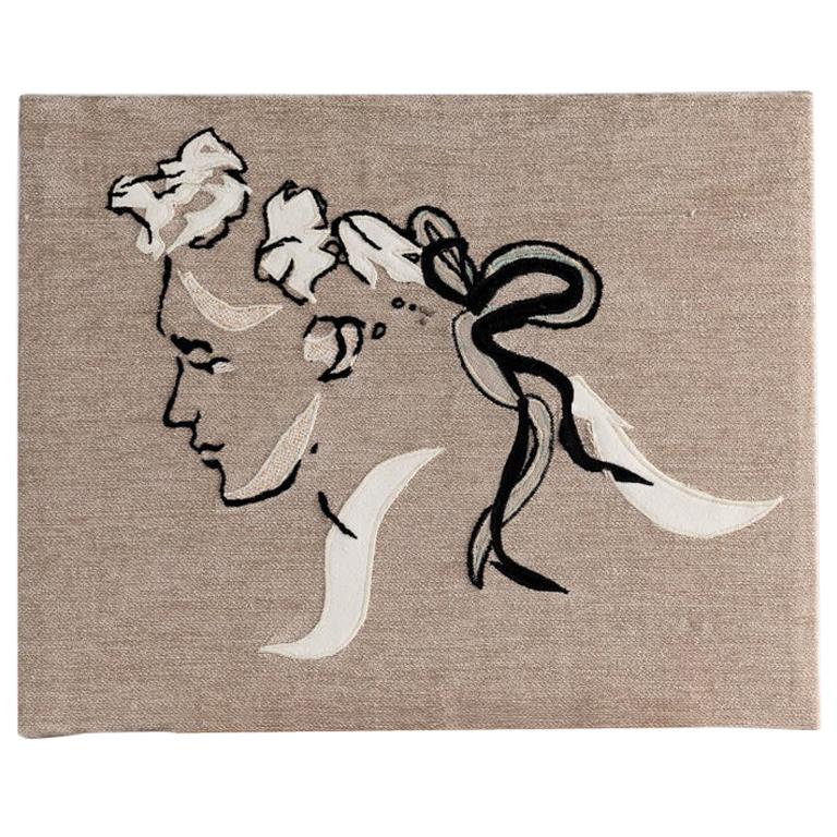 Miguel Cisterna, "Tête, " Embroidered Fabric Panel, France, 2020 For Sale