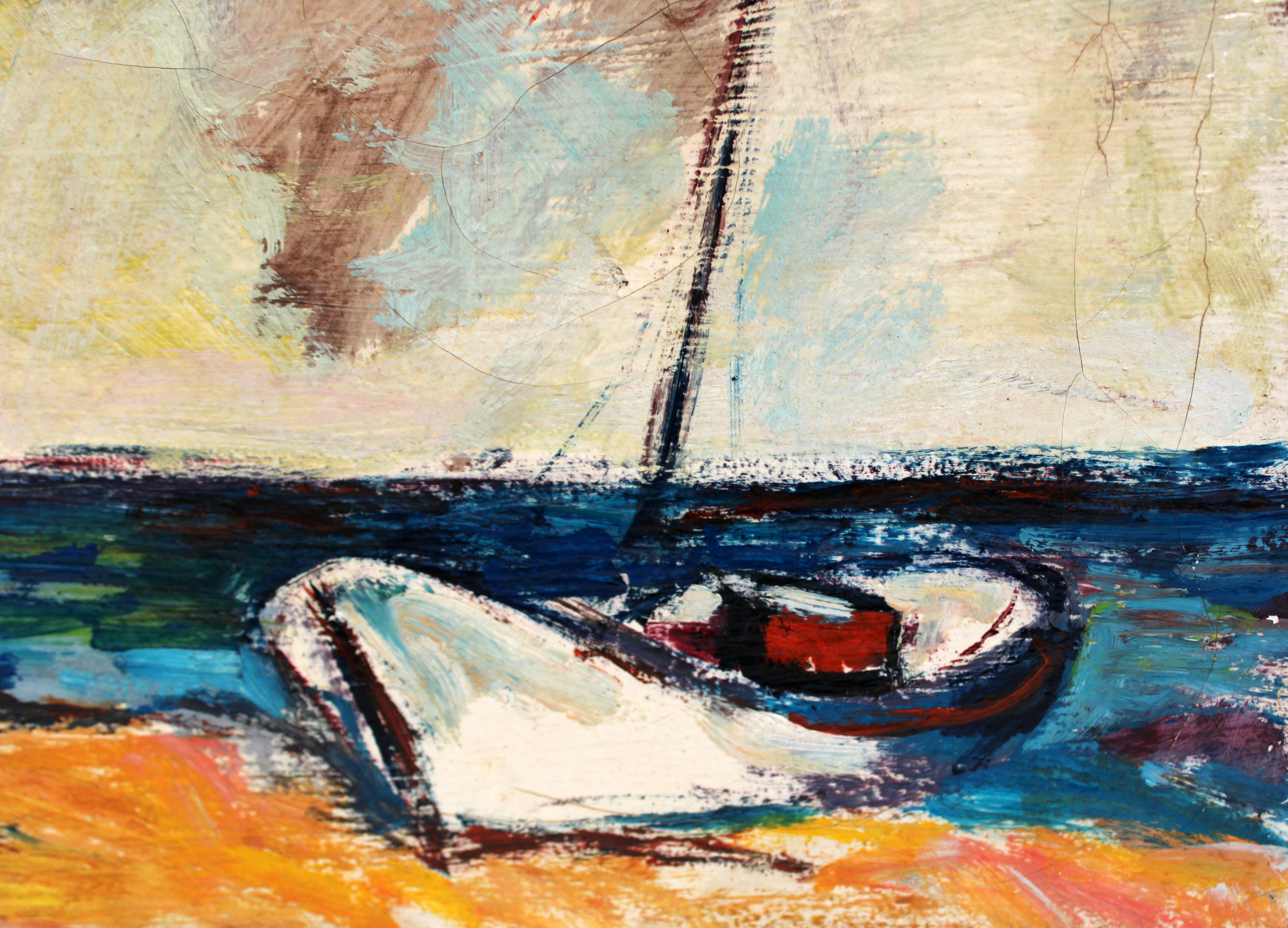 Playa - Óleo sobre tela - 1977 - Painting Fauvismo di Miguel Collado Bartolín