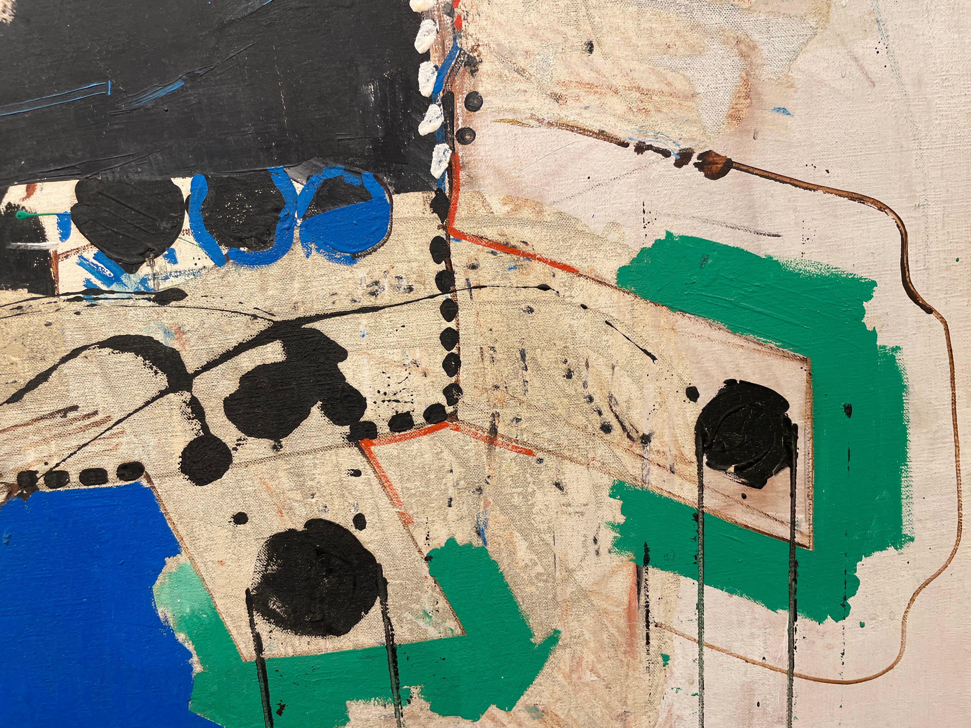 Gran pintura abstracta figurativa de finales de los 60, artista mexicano-americano en venta 7