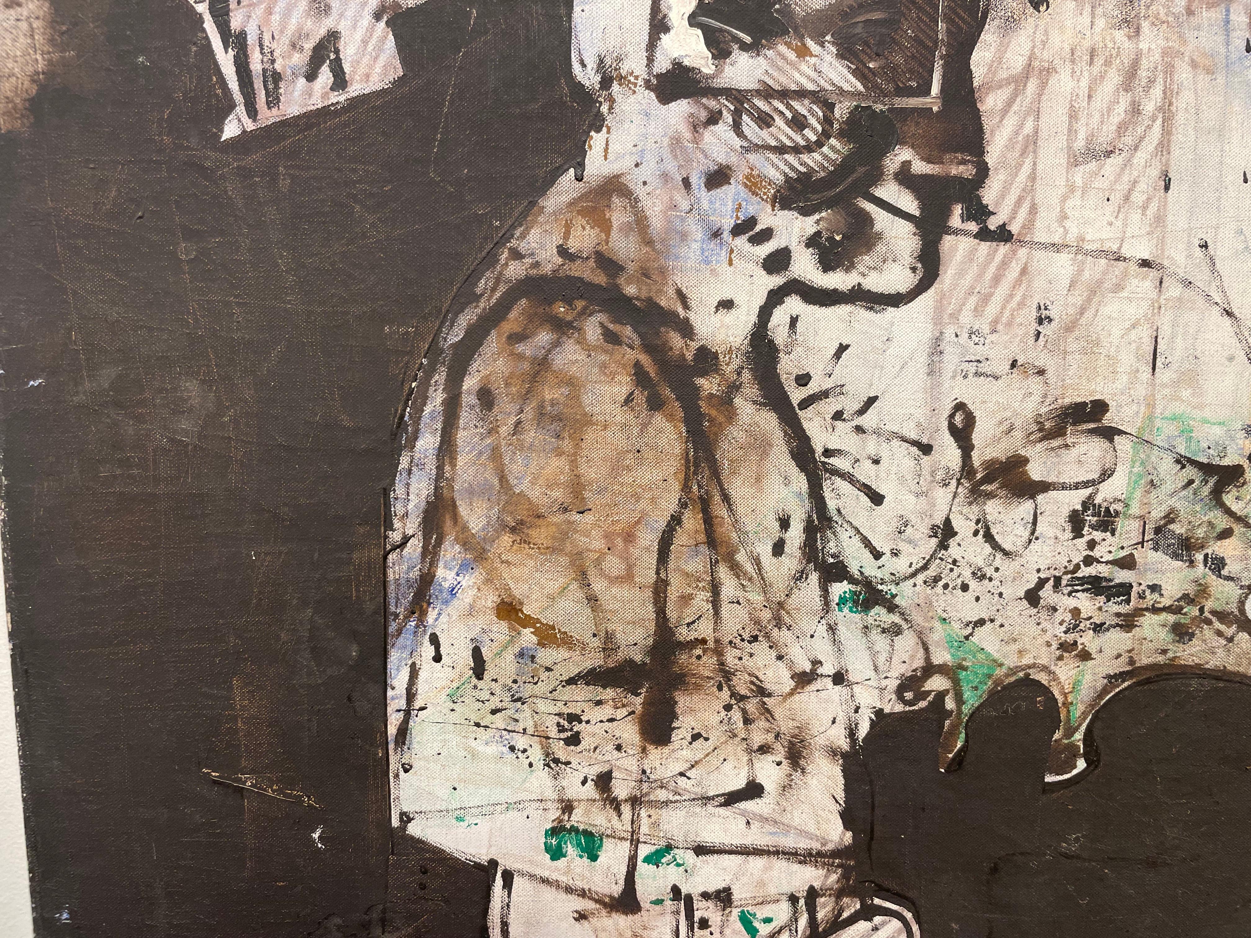 Gran pintura abstracta figurativa de finales de los 60, artista mexicano-americano en venta 7