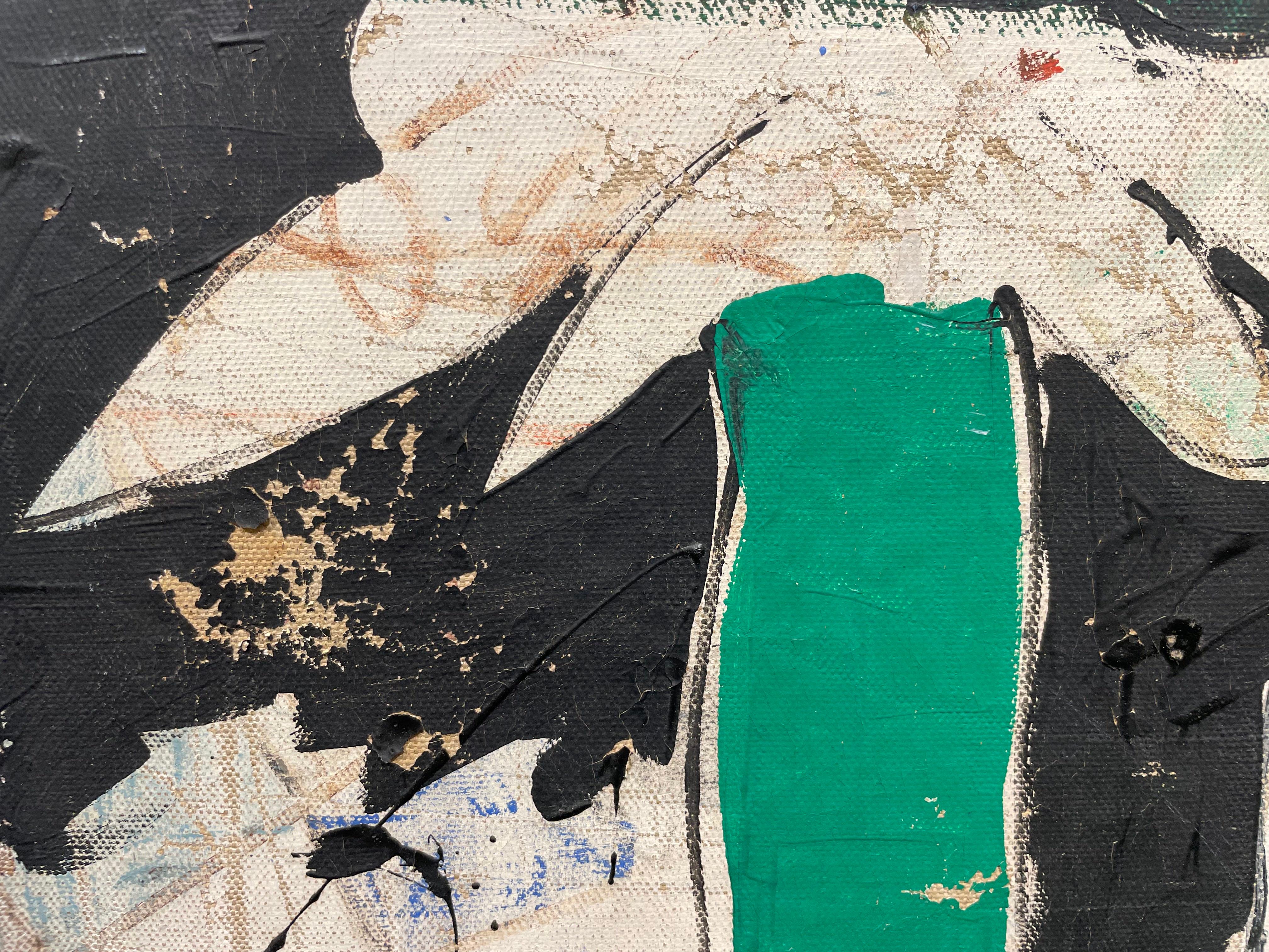 Gran pintura abstracta figurativa de finales de los 60, artista mexicano-americano en venta 8