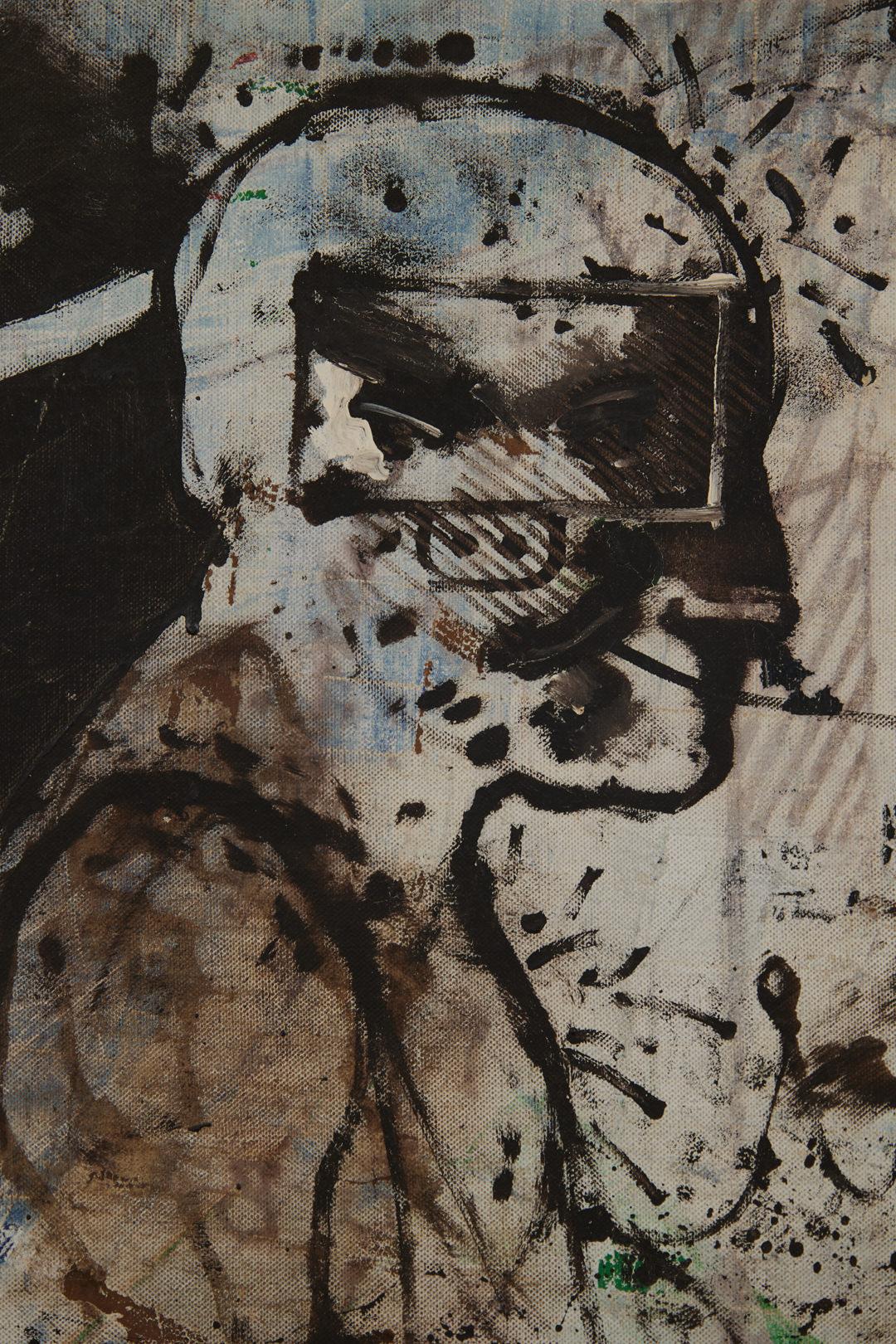 Gran pintura abstracta figurativa de finales de los 60, artista mexicano-americano - Painting de Miguel Conde