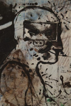 Grande peinture abstraite figurative de la fin des années 1960, artiste mexicain américain