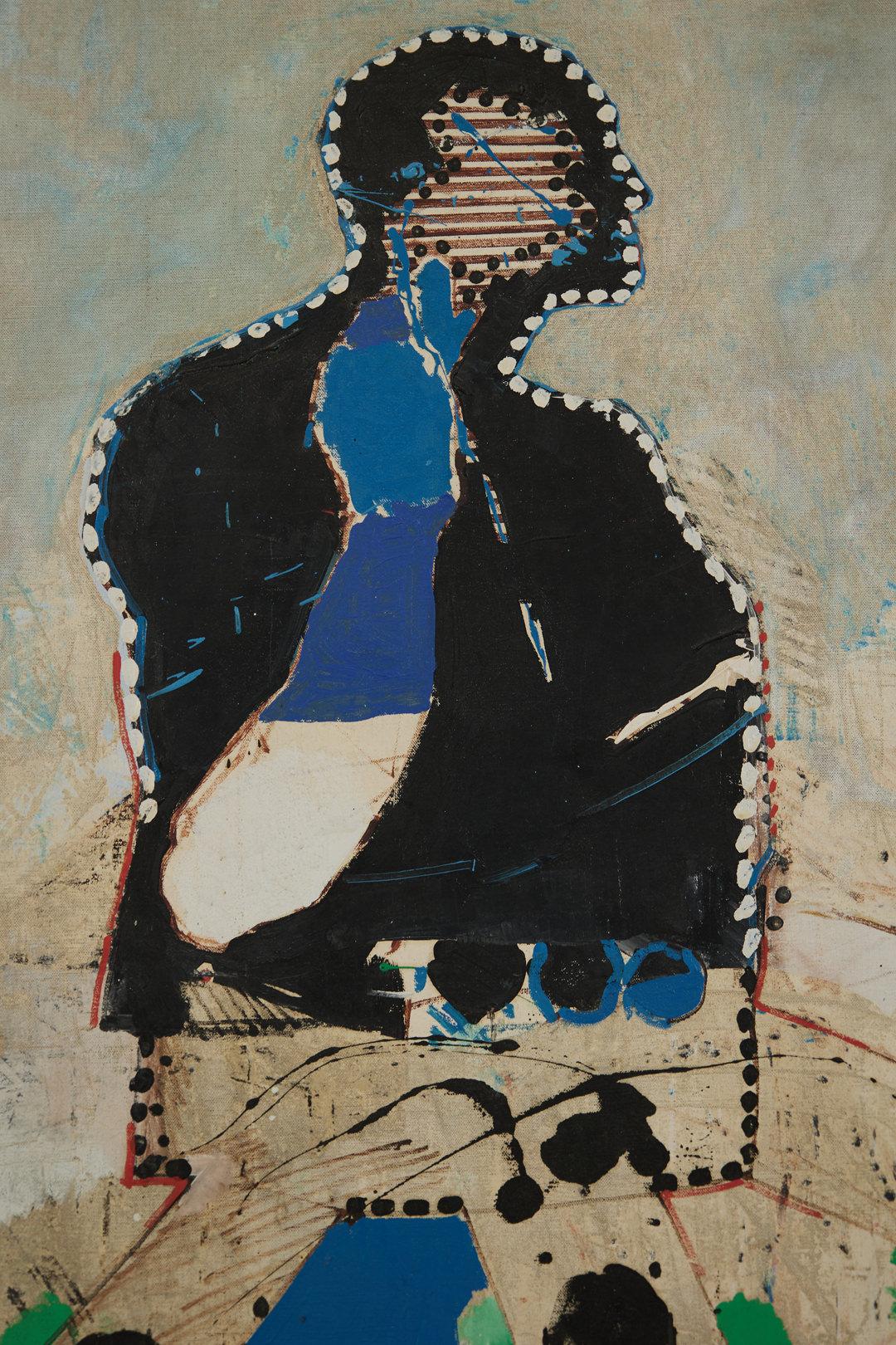 Gran pintura abstracta figurativa de finales de los 60, artista mexicano-americano - Painting Abstracto de Miguel Conde