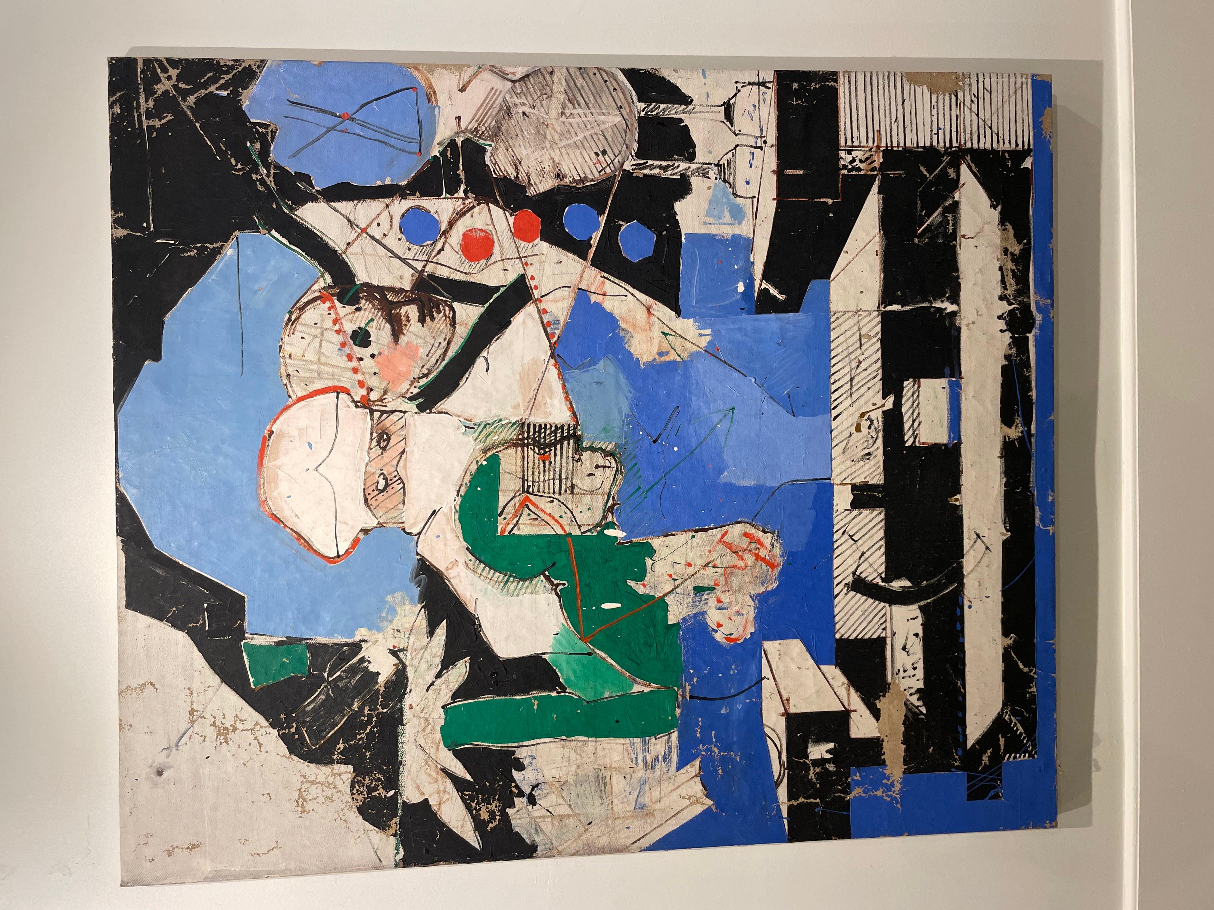 Gran pintura abstracta figurativa de finales de los 60, artista mexicano-americano en venta 1