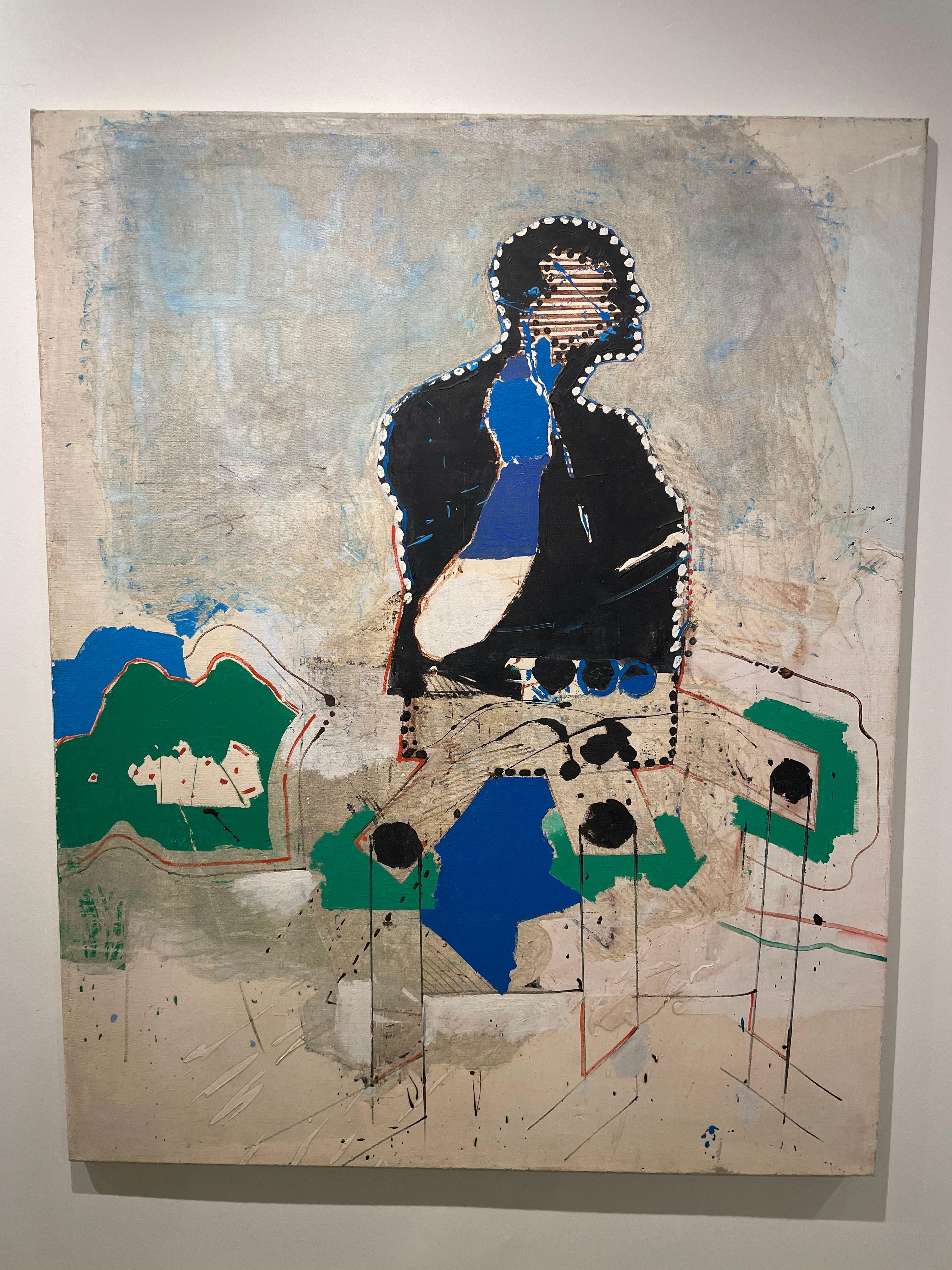Gran pintura abstracta figurativa de finales de los 60, artista mexicano-americano en venta 2