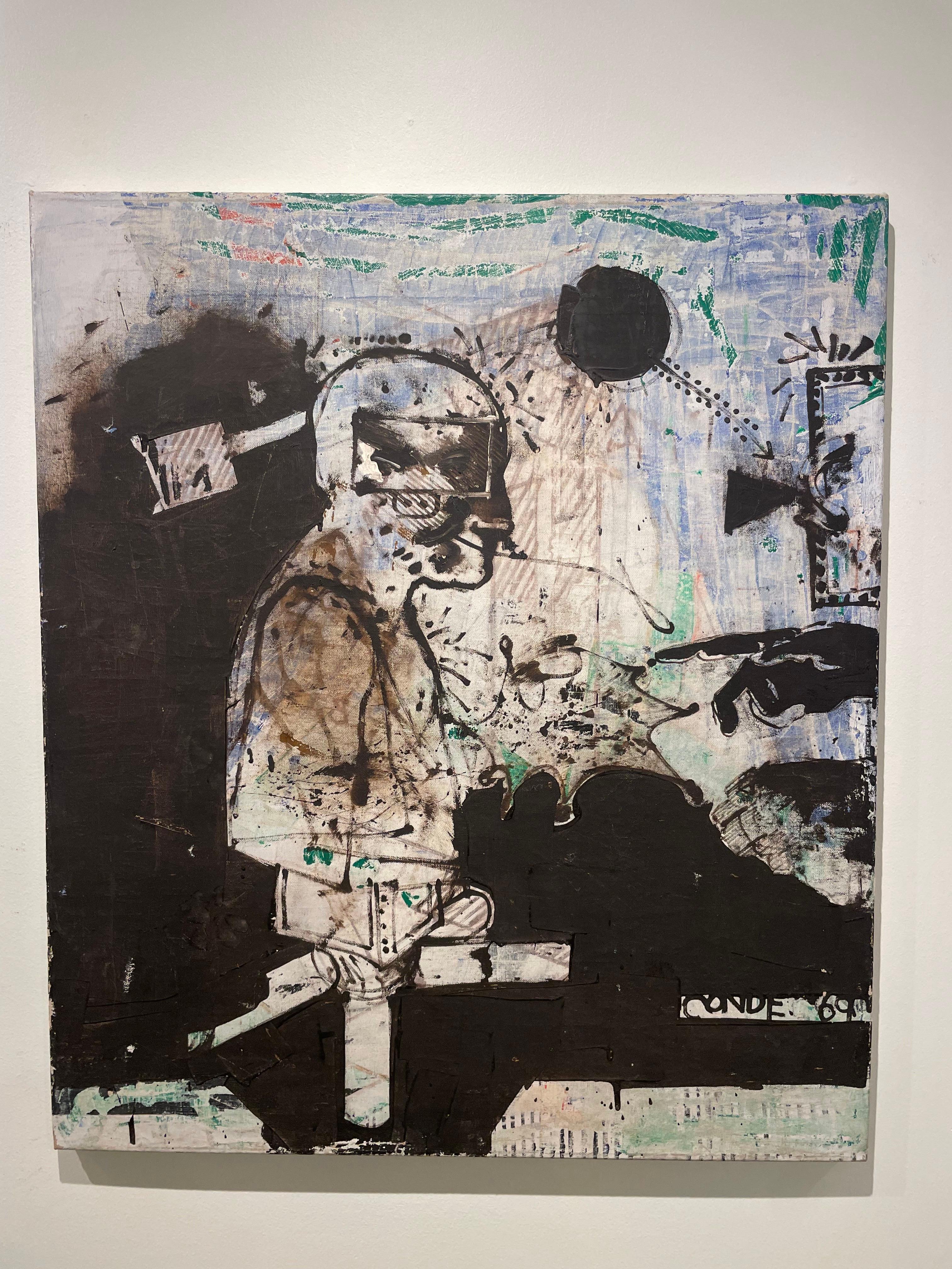 Gran pintura abstracta figurativa de finales de los 60, artista mexicano-americano en venta 2