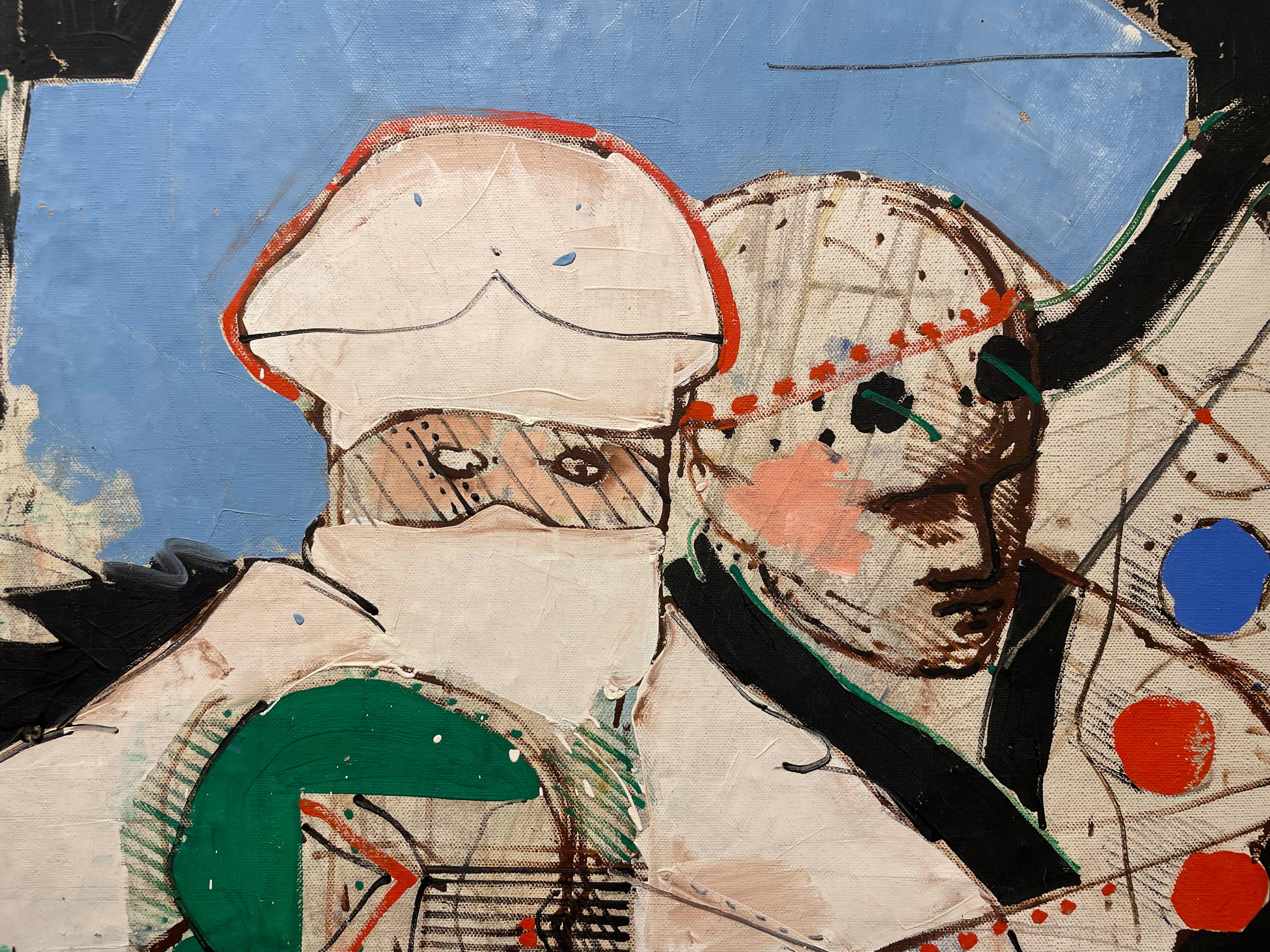 Gran pintura abstracta figurativa de finales de los 60, artista mexicano-americano en venta 2