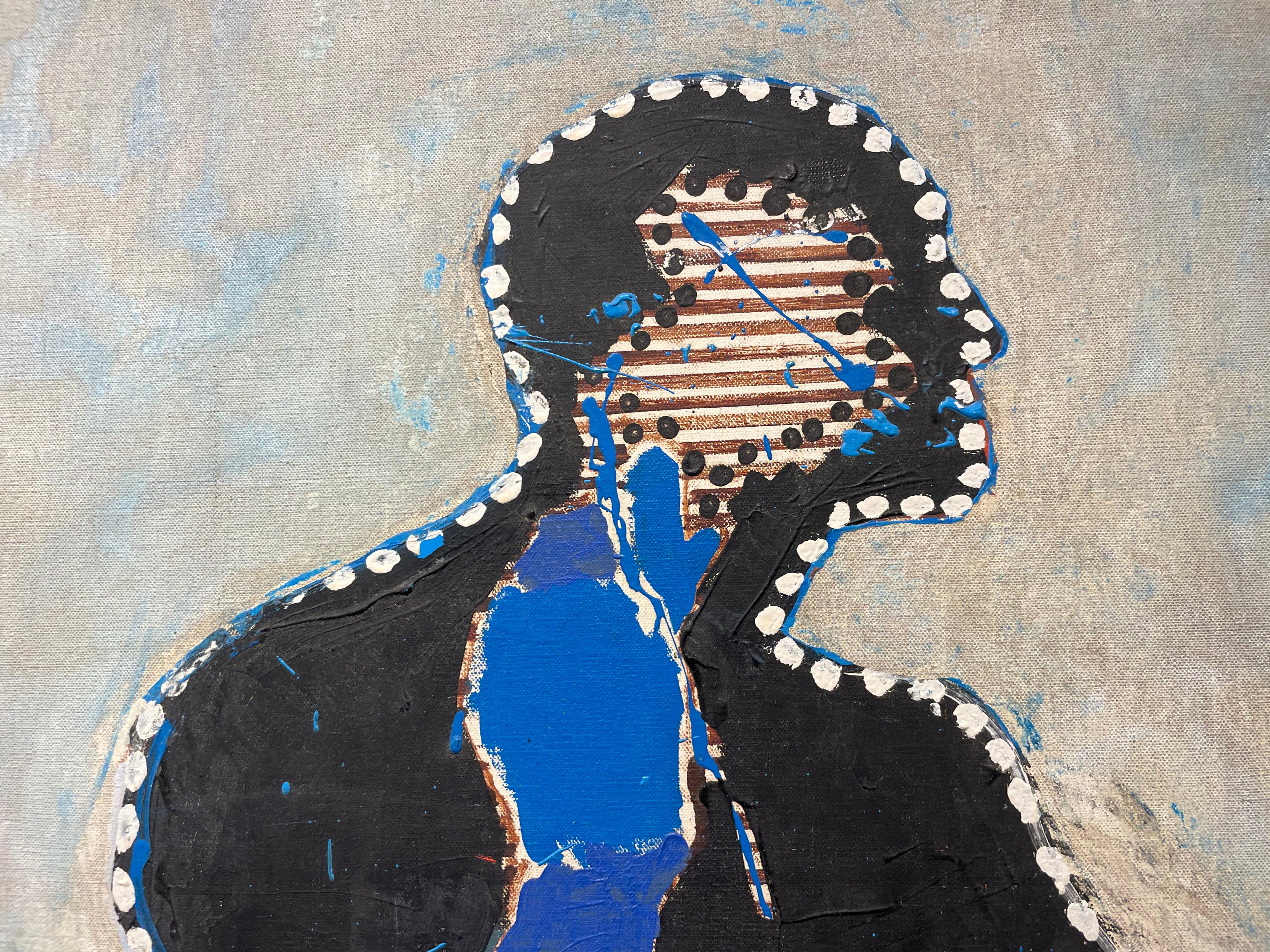 Gran pintura abstracta figurativa de finales de los 60, artista mexicano-americano en venta 3