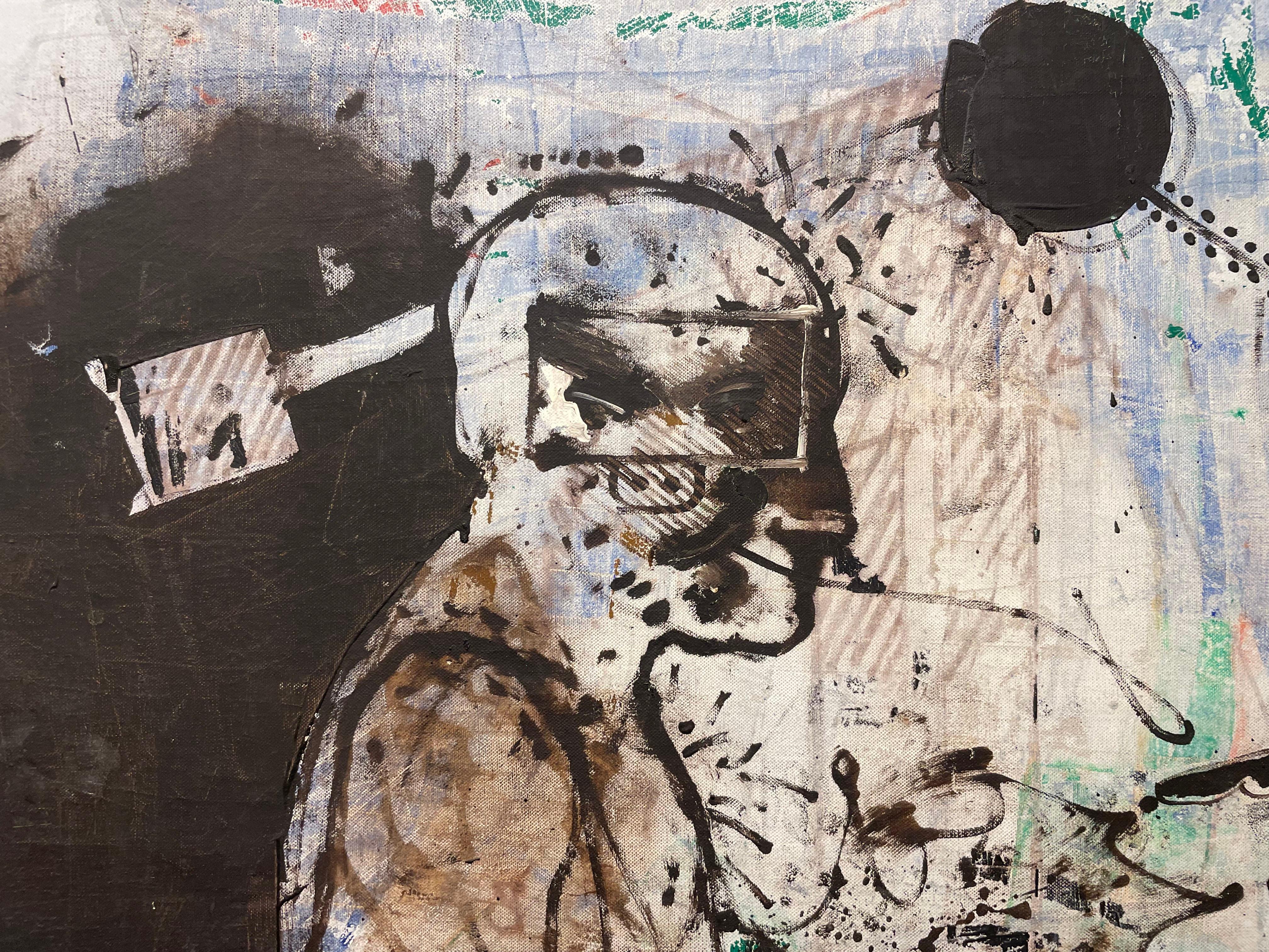 Gran pintura abstracta figurativa de finales de los 60, artista mexicano-americano en venta 3