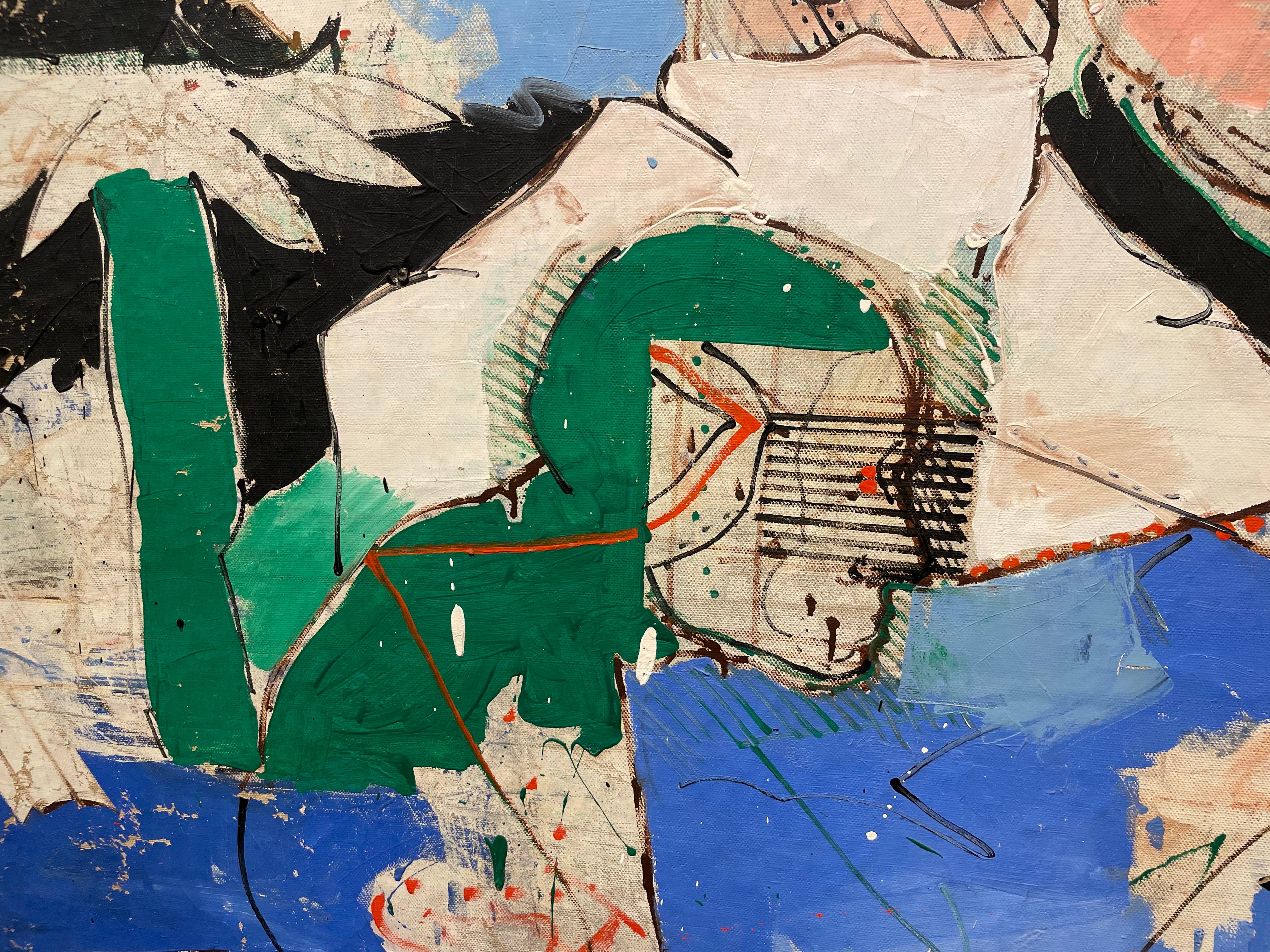Gran pintura abstracta figurativa de finales de los 60, artista mexicano-americano en venta 3