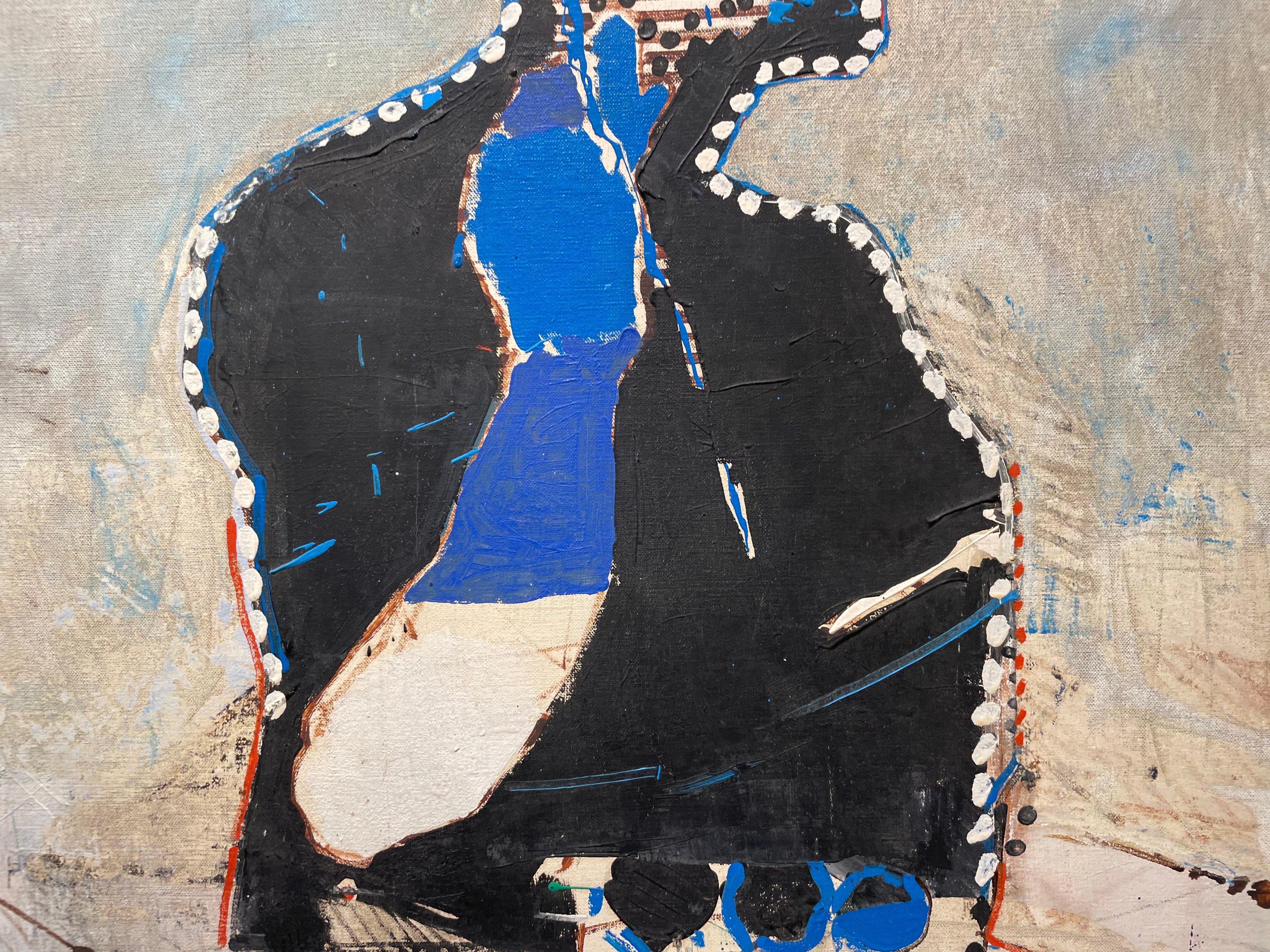 Gran pintura abstracta figurativa de finales de los 60, artista mexicano-americano en venta 4